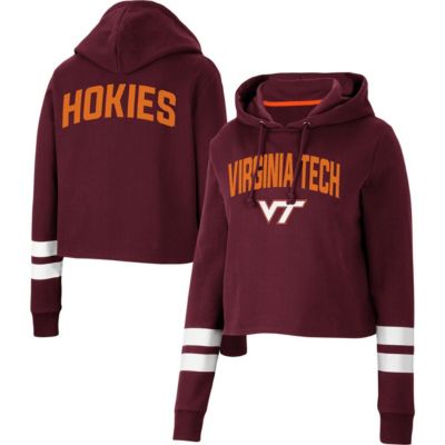 NCAA Virginia Tech Hokies Throwback Stripe Cropped Pullover Hoodie