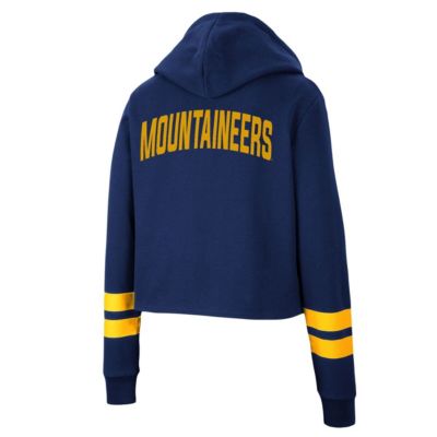 NCAA West Virginia Mountaineers Throwback Stripe Cropped Pullover Hoodie