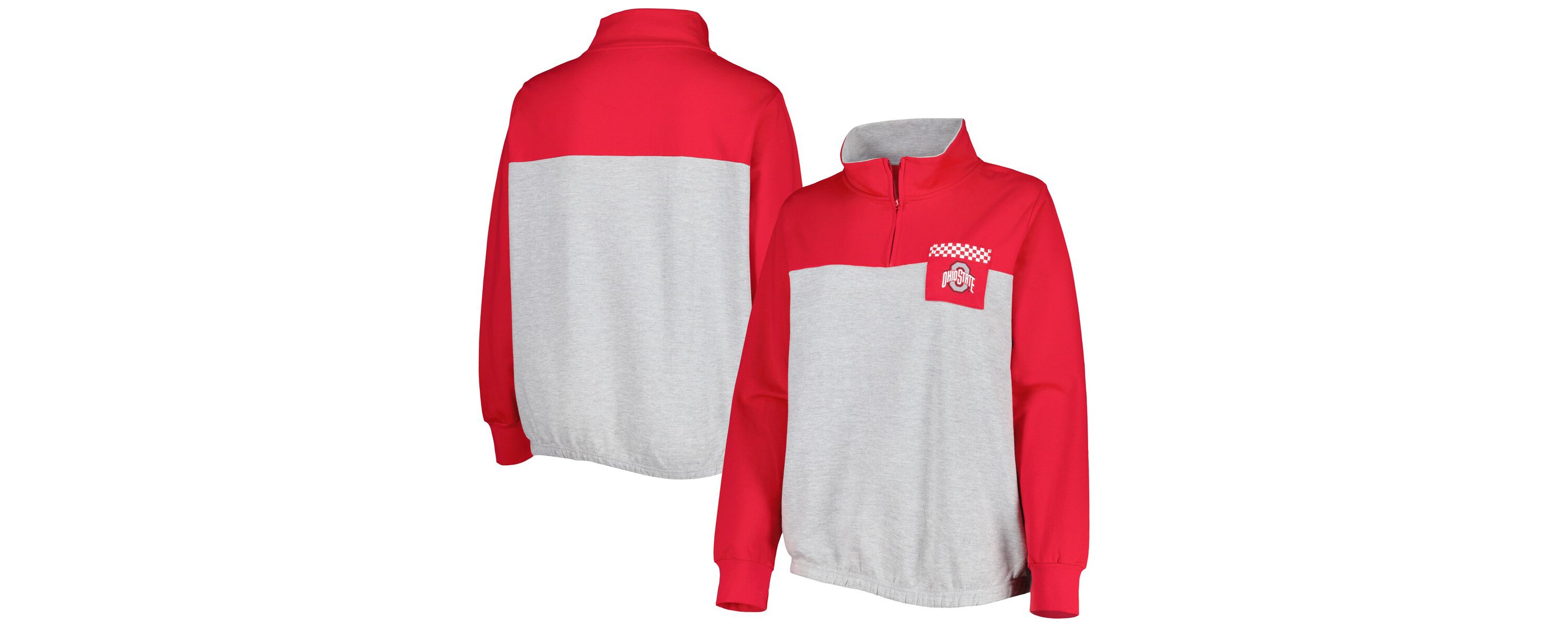 NCAA Heather Gray/Scarlet Ohio State Buckeyes Plus Size Sideline to Sideline Quarter-Zip Top