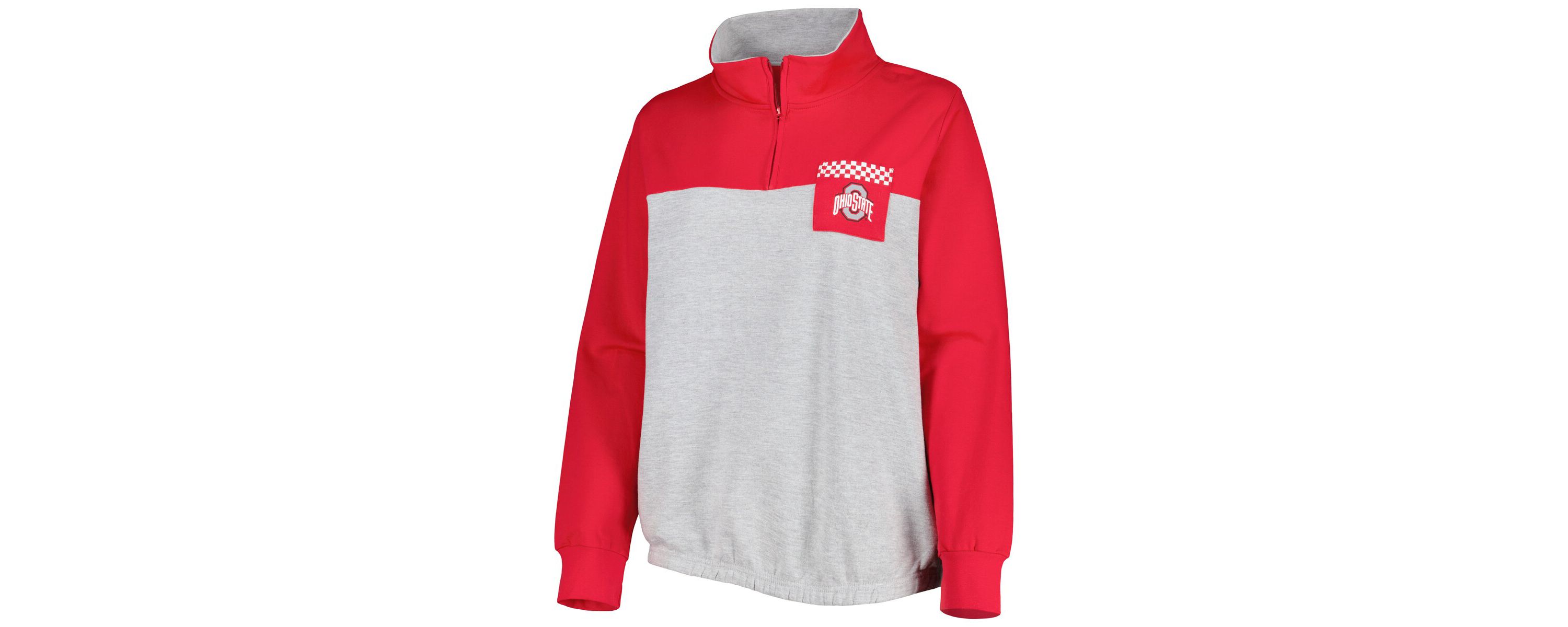 NCAA Heather Gray/Scarlet Ohio State Buckeyes Plus Size Sideline to Sideline Quarter-Zip Top
