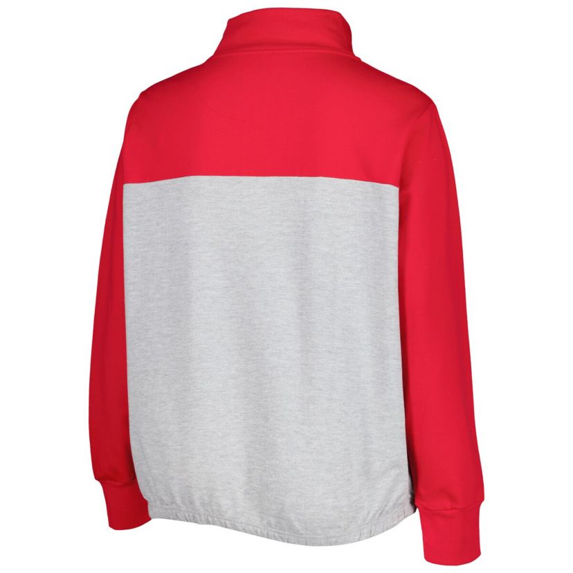 NCAA Heather Gray/Scarlet Ohio State Buckeyes Plus Size Sideline to Sideline Quarter-Zip Top