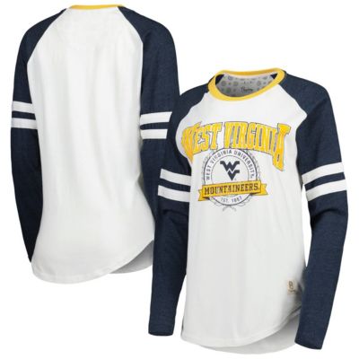 NCAA West Virginia Mountaineers Brooking Sleeve Stripe Raglan Long T-Shirt