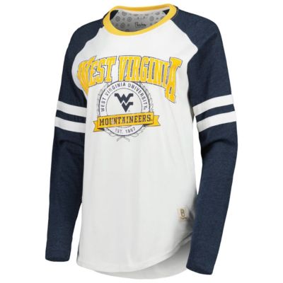 NCAA West Virginia Mountaineers Brooking Sleeve Stripe Raglan Long T-Shirt