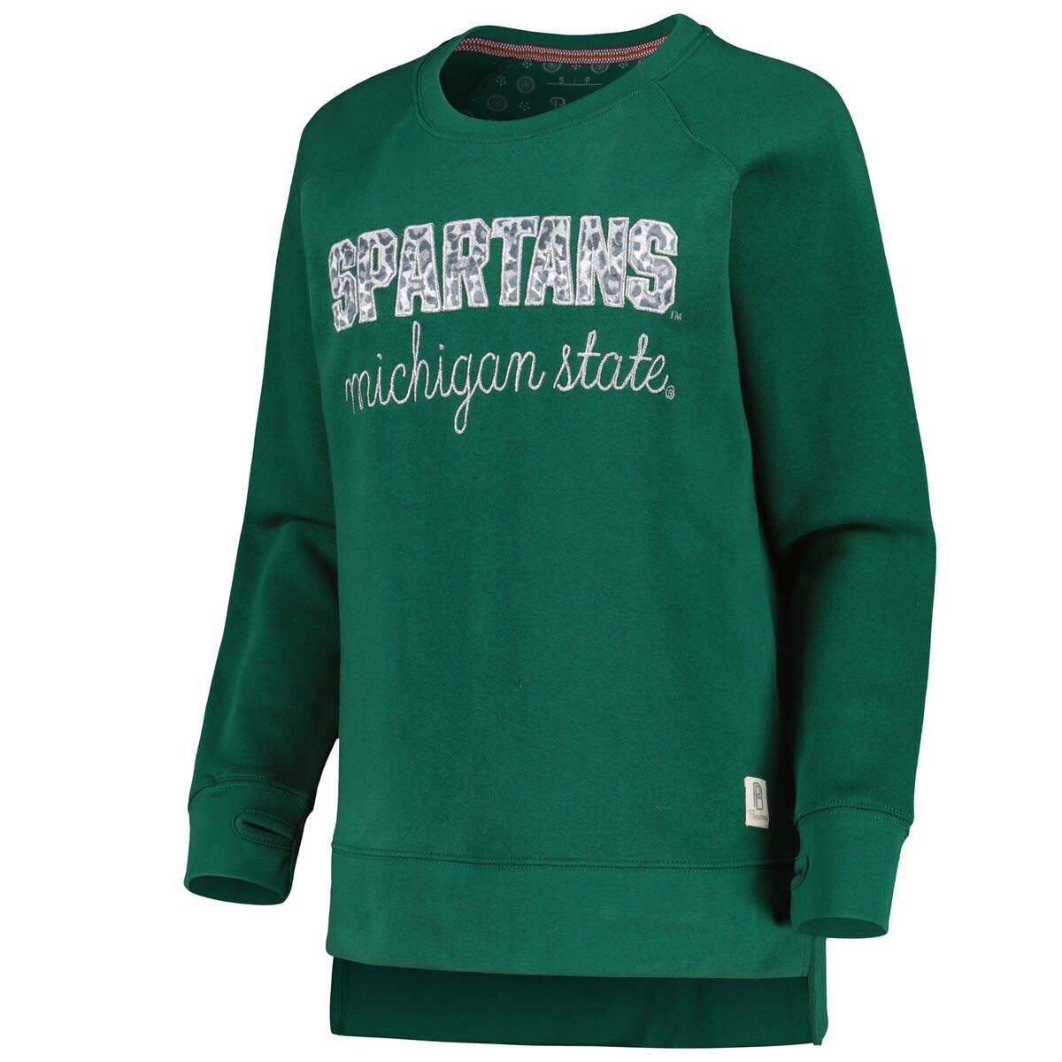 NCAA Michigan State Spartans Steamboat Animal Print Raglan Pullover Sweatshirt