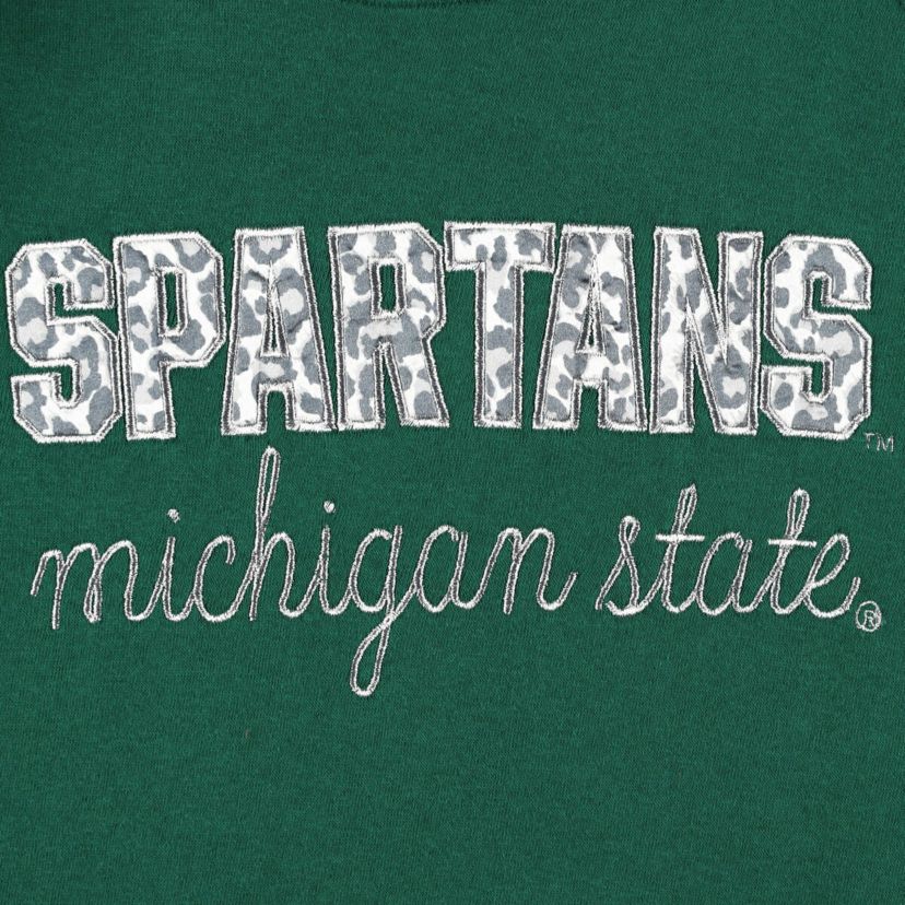 NCAA Michigan State Spartans Steamboat Animal Print Raglan Pullover Sweatshirt