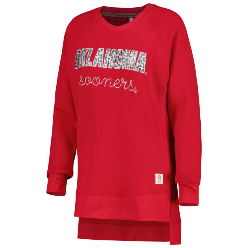 NCAA Oklahoma Sooners Steamboat Animal Print Raglan Pullover Sweatshirt