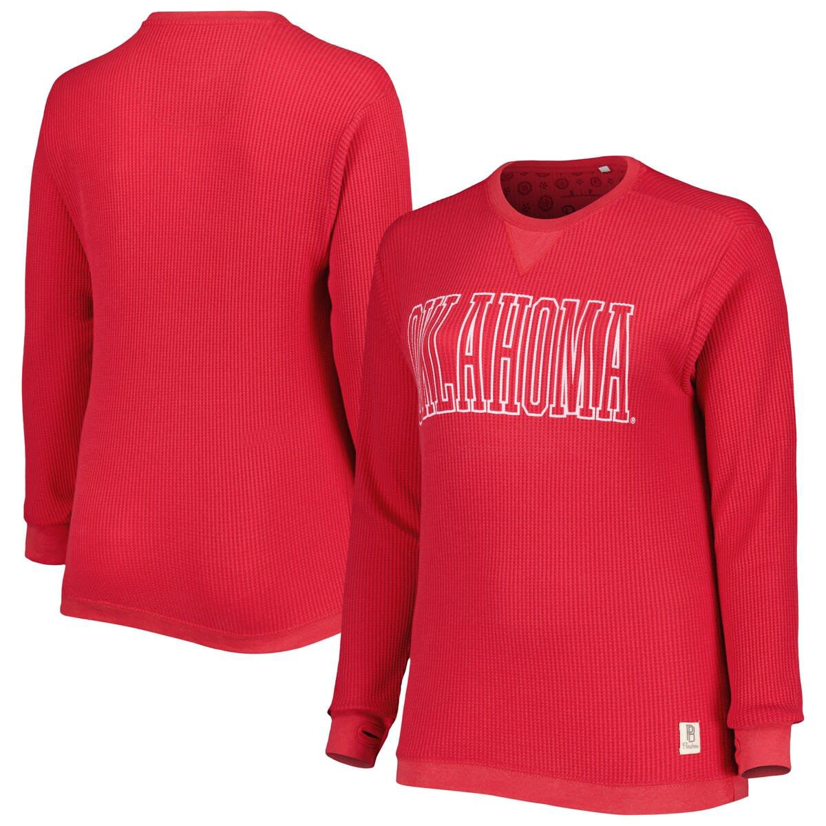 NCAA Oklahoma Sooners Surf Plus Size Southlawn Waffle-Knit Thermal Tri-Blend Long Sleeve T-Shirt