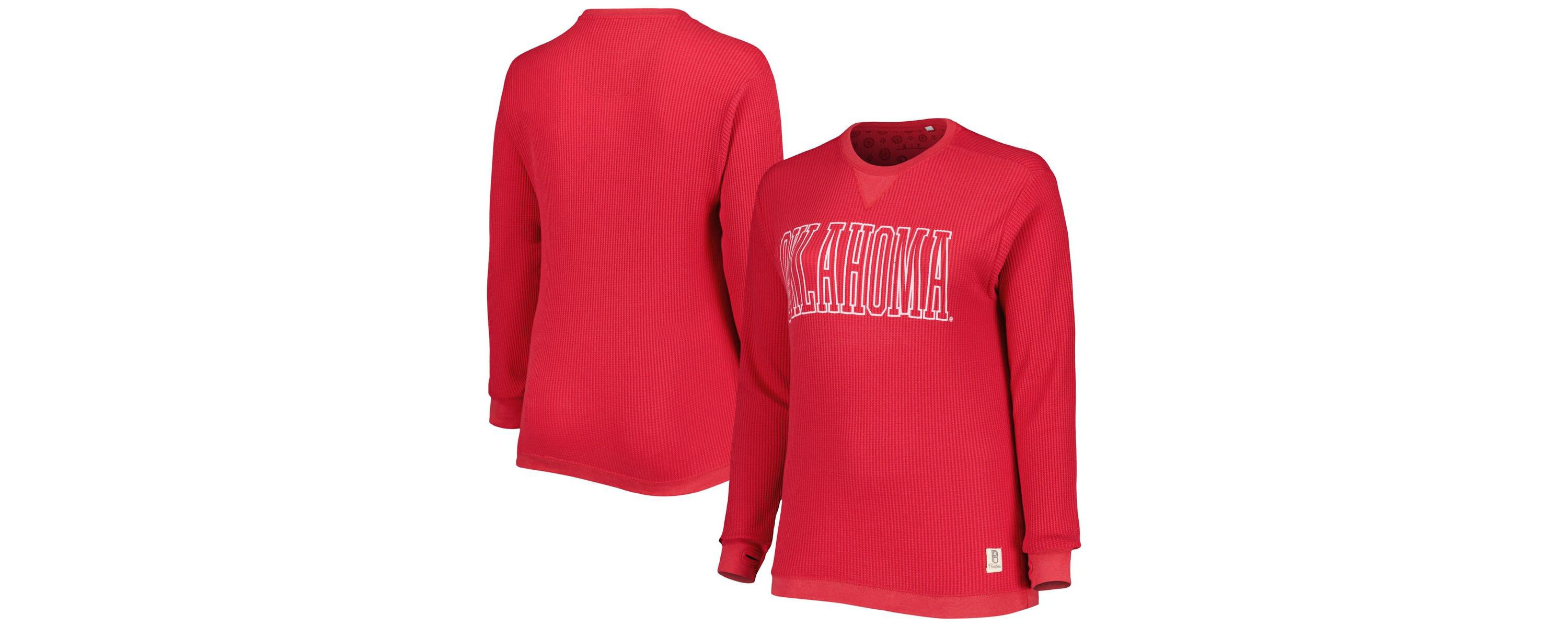 NCAA Oklahoma Sooners Surf Plus Size Southlawn Waffle-Knit Thermal Tri-Blend Long Sleeve T-Shirt