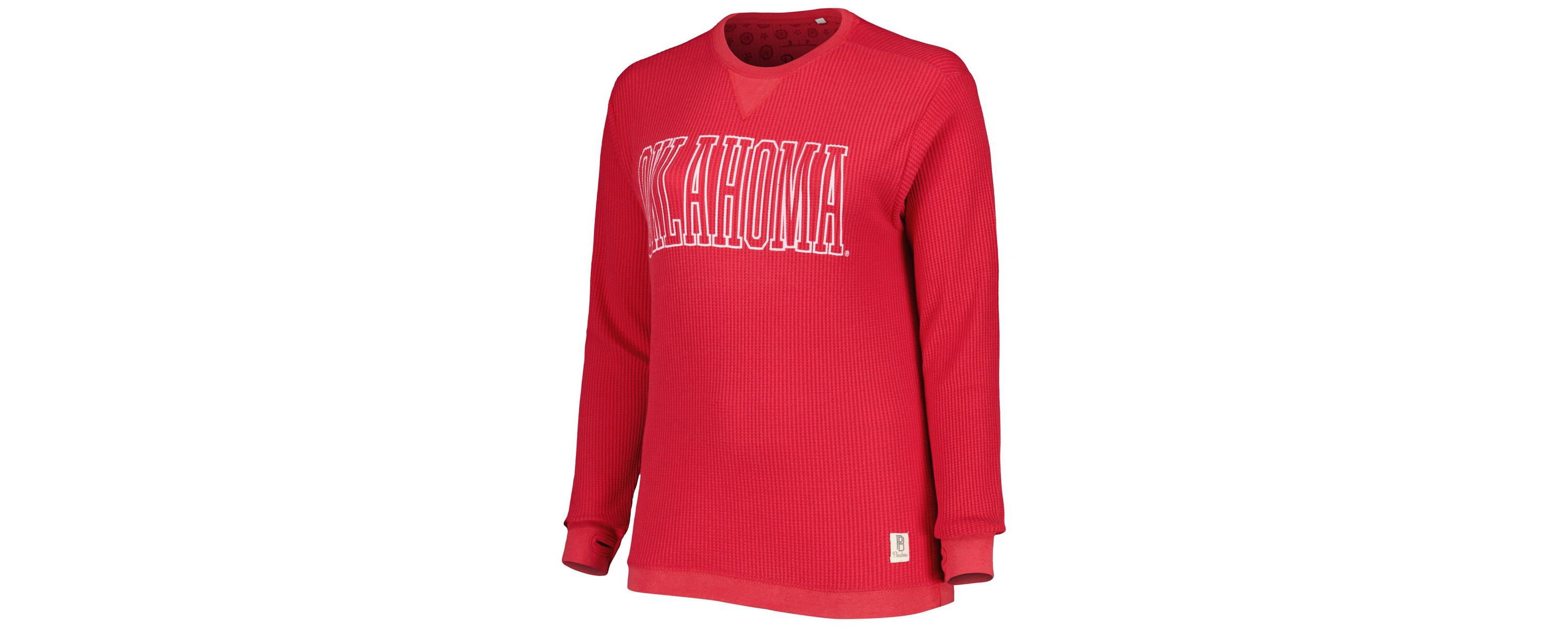 NCAA Oklahoma Sooners Surf Plus Size Southlawn Waffle-Knit Thermal Tri-Blend Long Sleeve T-Shirt