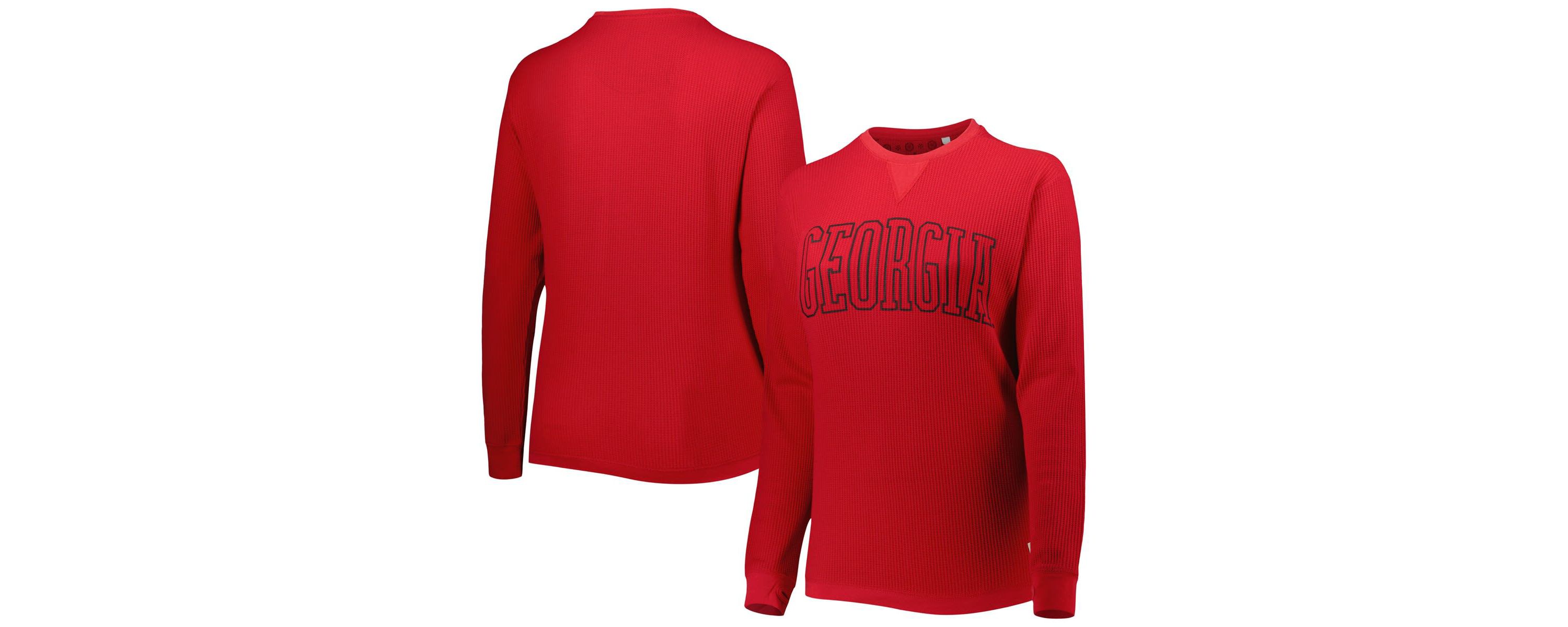 NCAA Georgia Bulldogs Surf Plus Size Southlawn Waffle-Knit Thermal Tri-Blend Long Sleeve T-Shirt