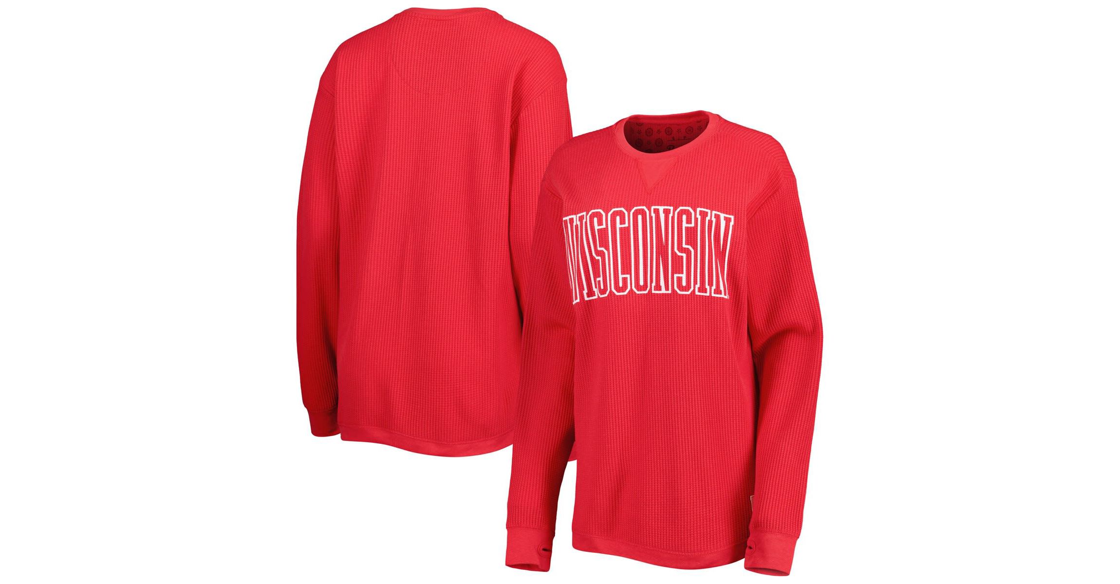 NCAA Wisconsin Badgers Surf Plus Size Southlawn Waffle-Knit Thermal Tri-Blend Long Sleeve T-Shirt