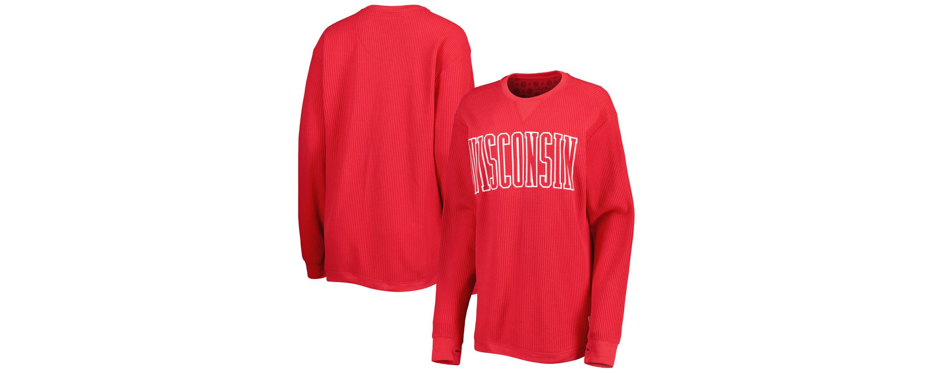 NCAA Wisconsin Badgers Surf Plus Size Southlawn Waffle-Knit Thermal Tri-Blend Long Sleeve T-Shirt