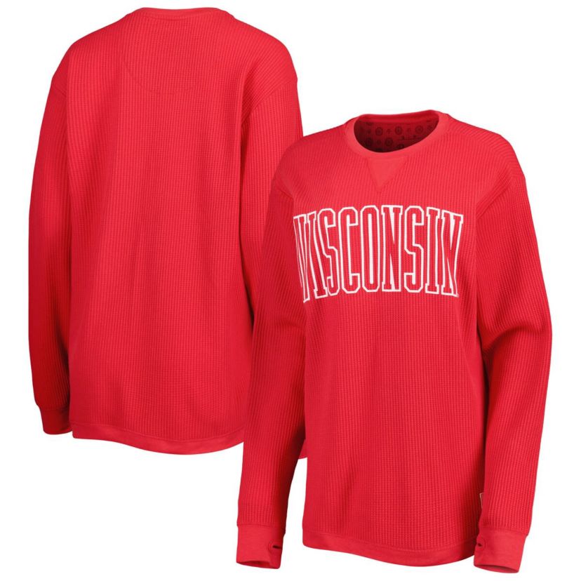 NCAA Wisconsin Badgers Surf Plus Size Southlawn Waffle-Knit Thermal Tri-Blend Long Sleeve T-Shirt