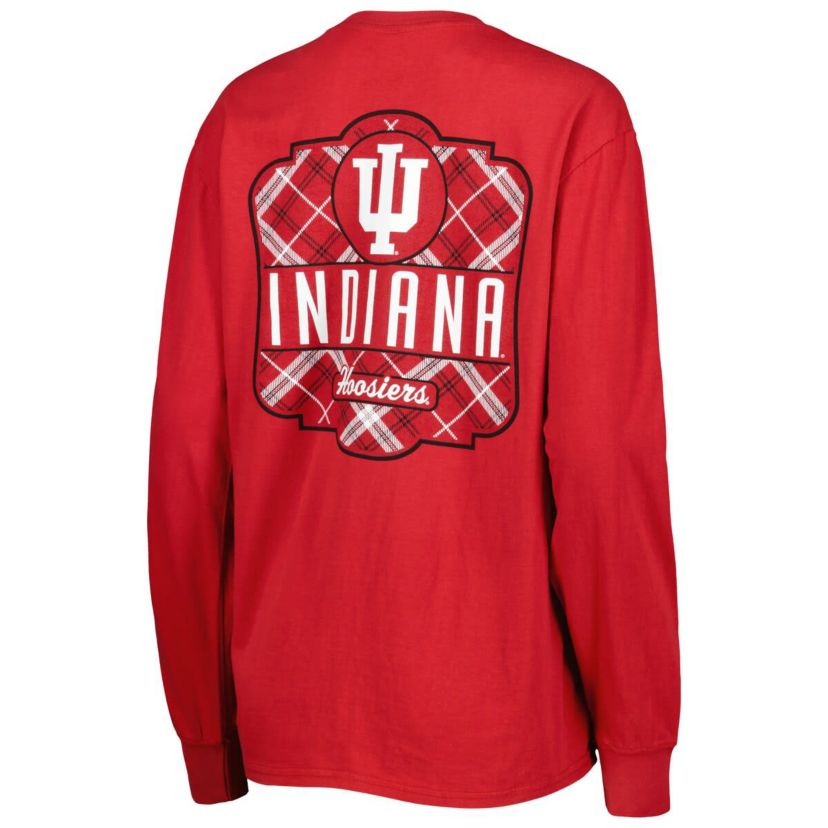 NCAA Indiana Hoosiers Valencia Plaid 2-Hit Long Sleeve T-Shirt