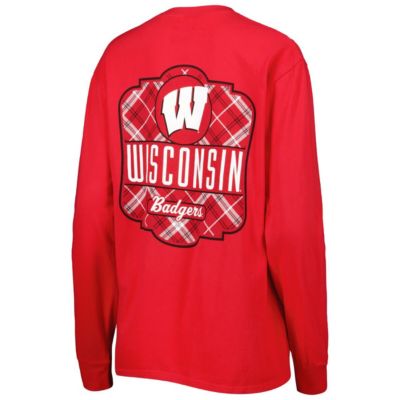 NCAA Wisconsin Badgers Valencia Plaid 2-Hit Long Sleeve T-Shirt