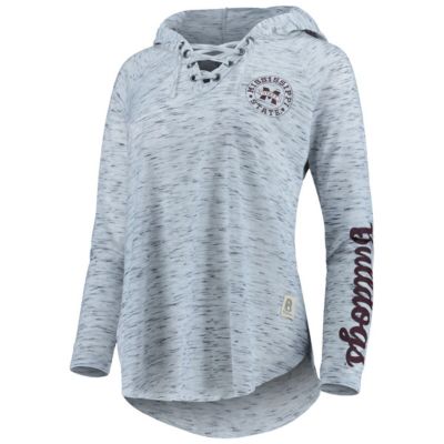 NCAA Mississippi State Bulldogs Space Dye Lace-Up V-Neck Raglan Long Sleeve T-Shirt