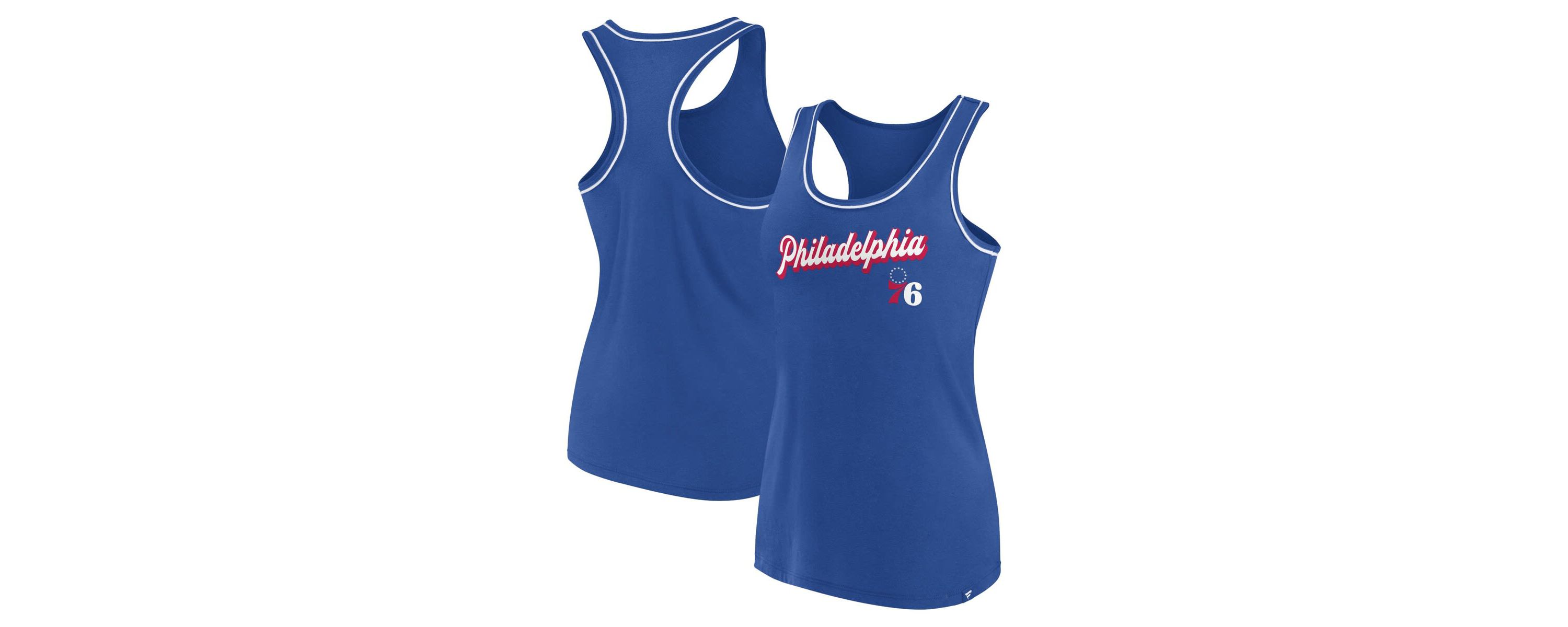 NBA Fanatics Philadelphia 76ers Wordmark Logo Racerback Tank Top