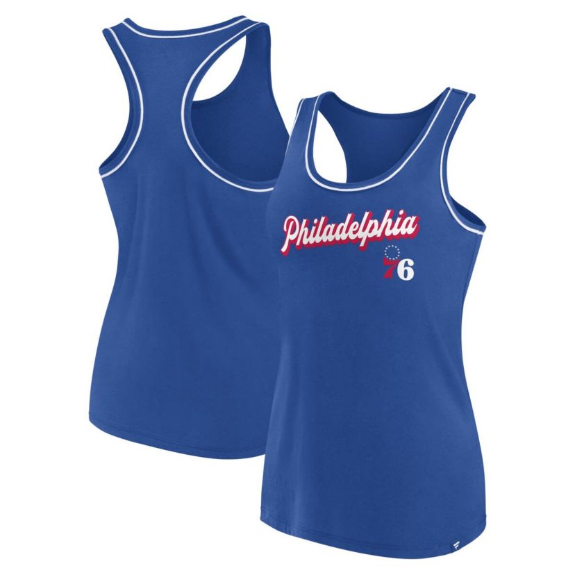 NBA Fanatics Philadelphia 76ers Wordmark Logo Racerback Tank Top