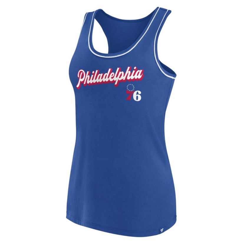 NBA Fanatics Philadelphia 76ers Wordmark Logo Racerback Tank Top