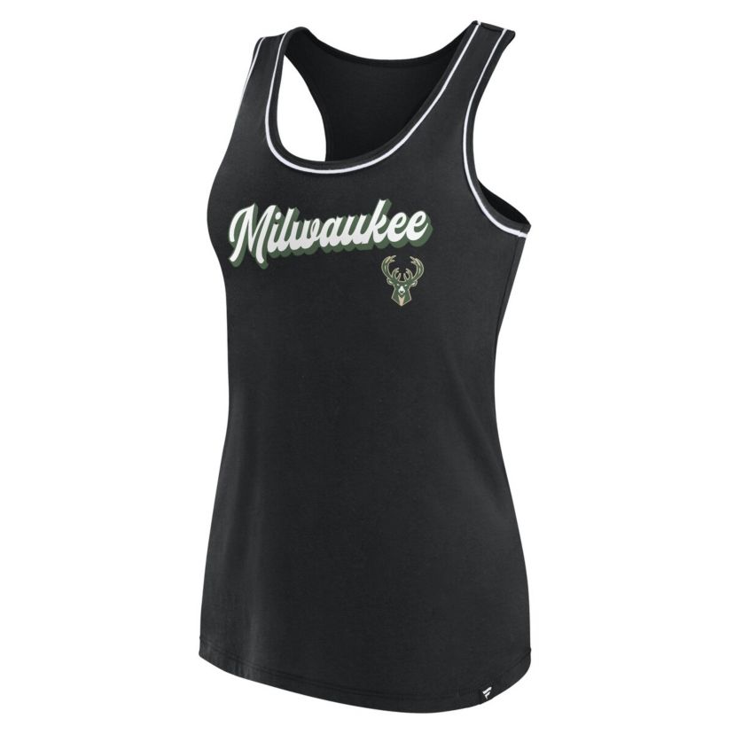 NBA Fanatics Milwaukee Bucks Wordmark Logo Racerback Tank Top