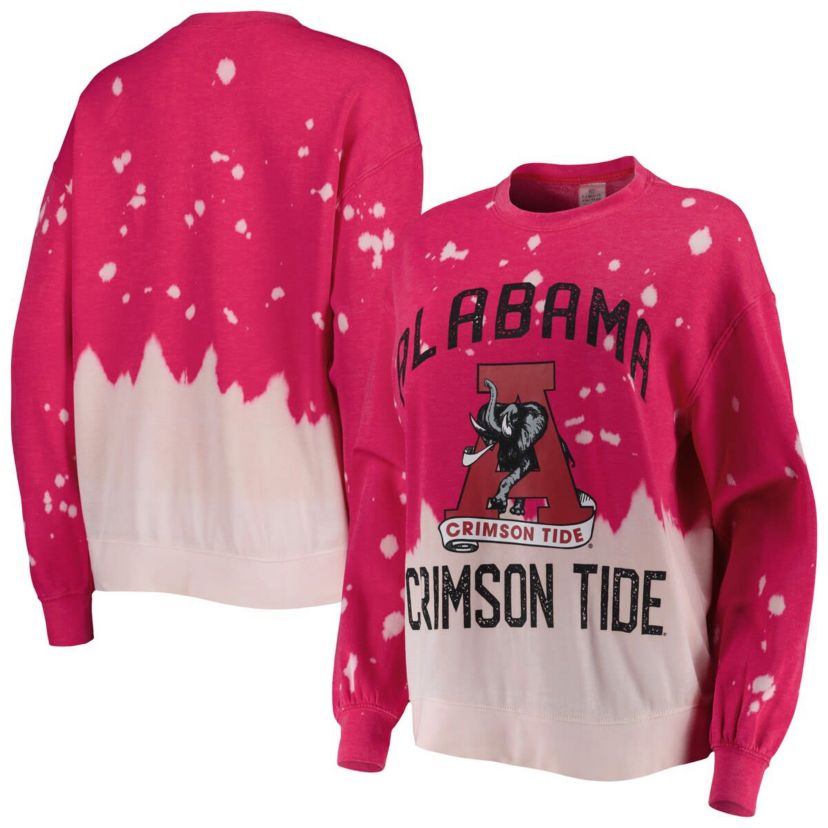 Alabama Crimson Tide NCAA Alabama Tide Twice As Nice Faded Dip-Dye Pullover Long Sleeve Top