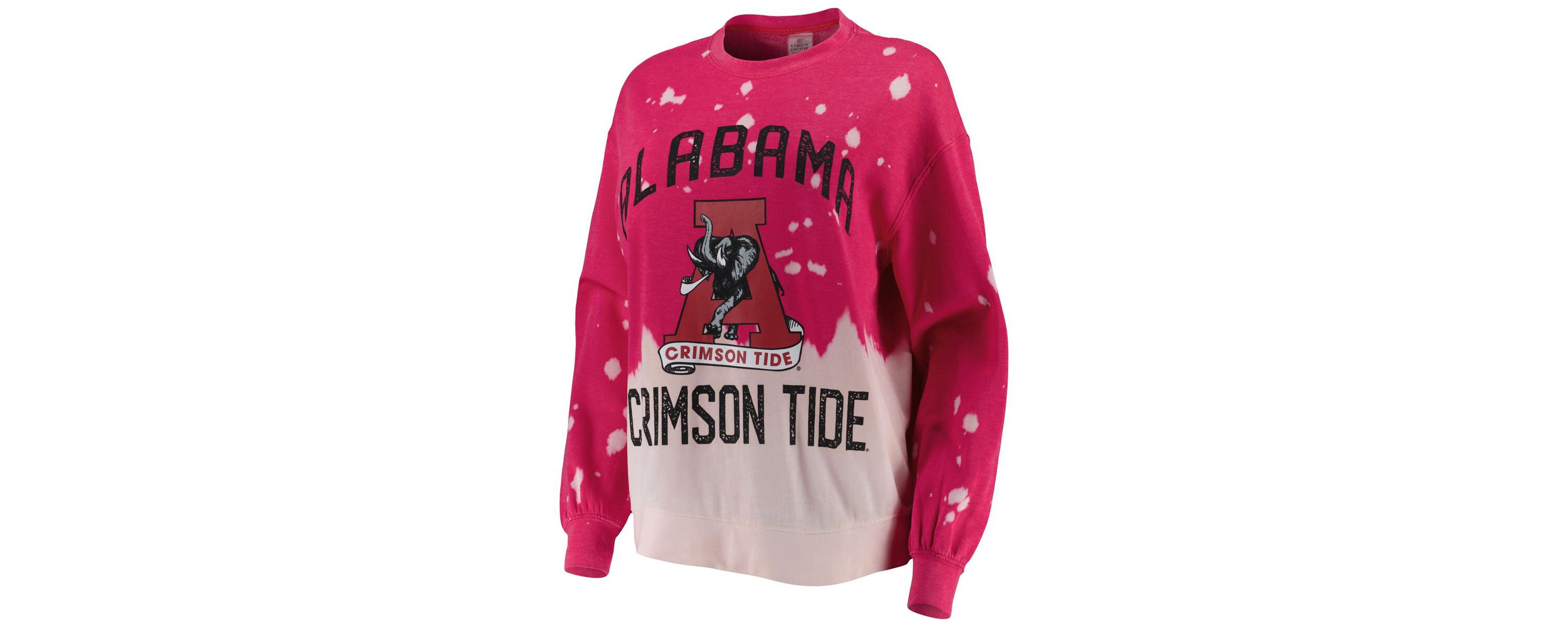 Alabama Crimson Tide NCAA Alabama Tide Twice As Nice Faded Dip-Dye Pullover Long Sleeve Top