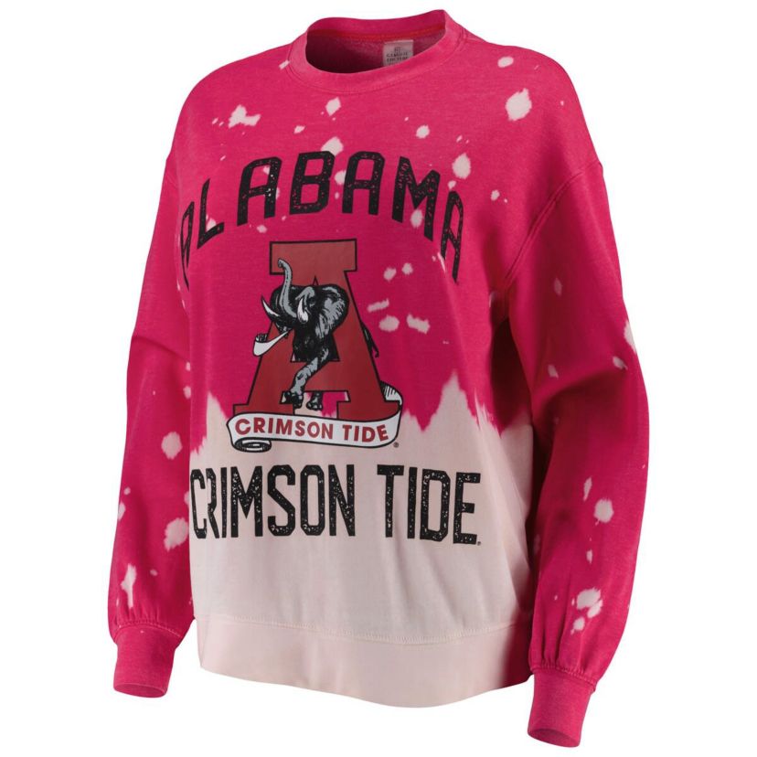 Alabama Crimson Tide NCAA Alabama Tide Twice As Nice Faded Dip-Dye Pullover Long Sleeve Top