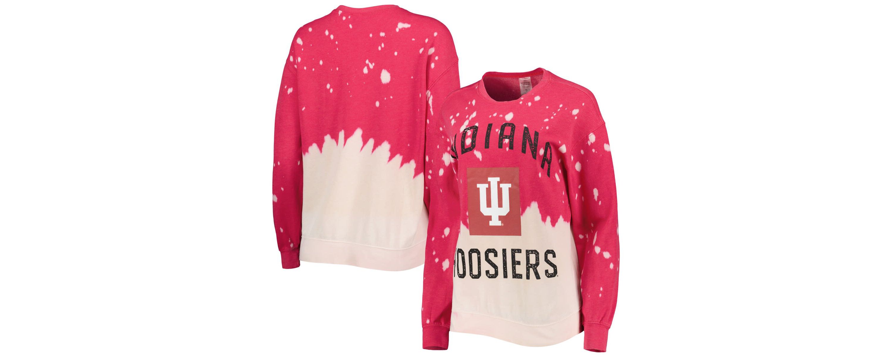 NCAA Indiana Hoosiers Twice As Nice Faded Dip-Dye Pullover Long Sleeve Top