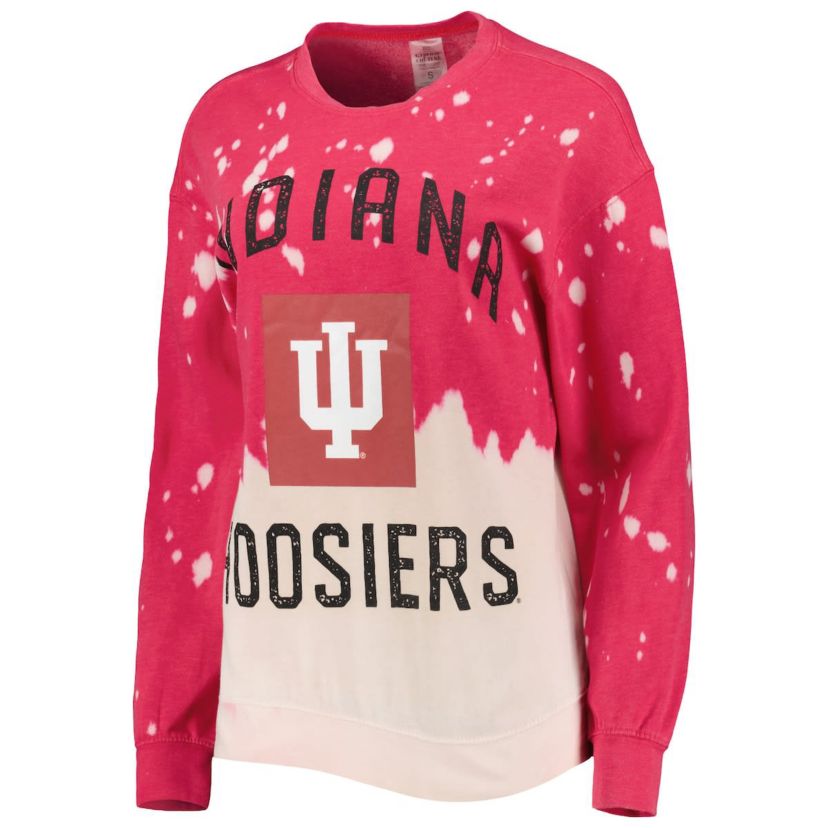 NCAA Indiana Hoosiers Twice As Nice Faded Dip-Dye Pullover Long Sleeve Top