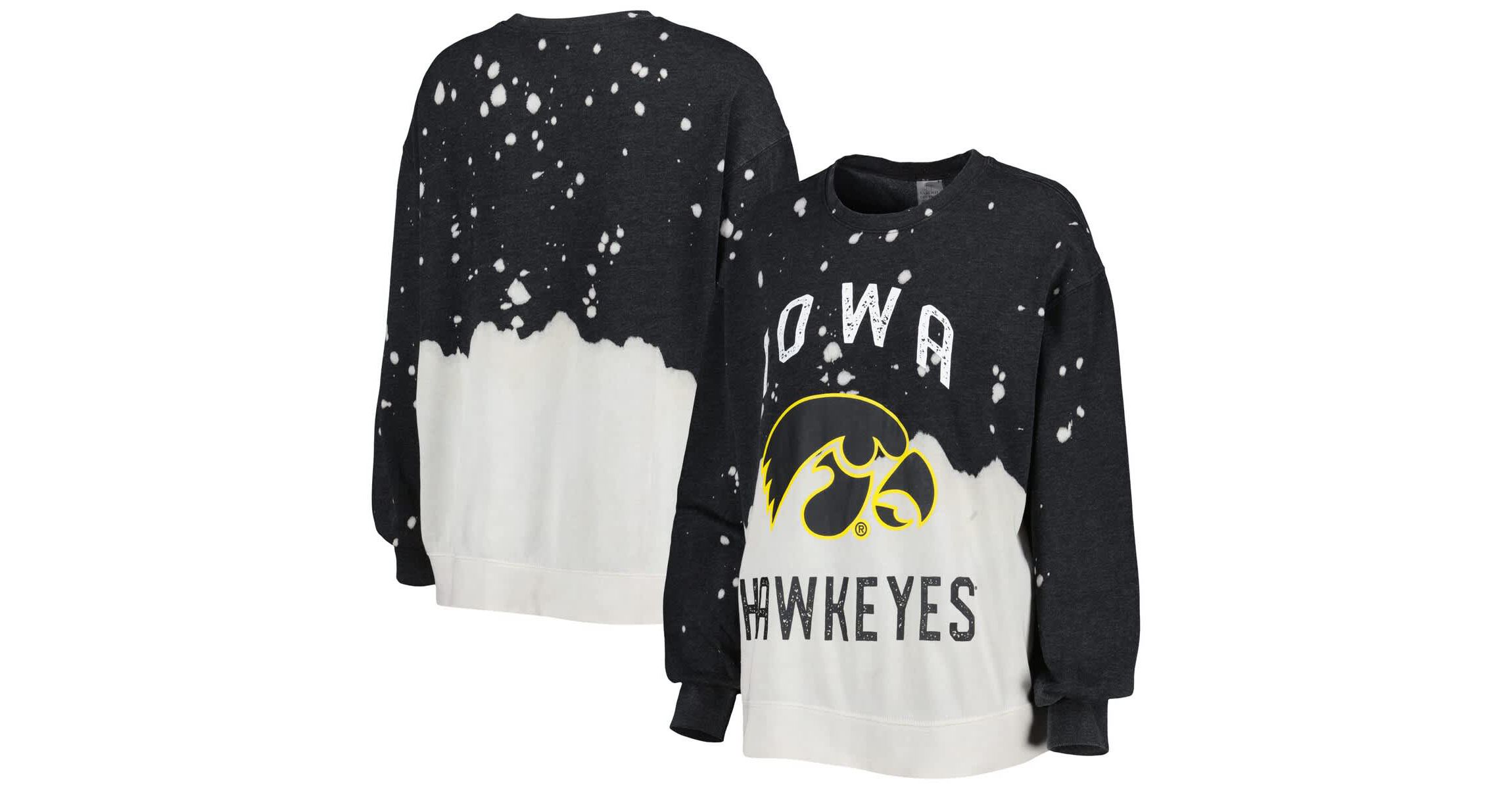 NCAA Iowa Hawkeyes Twice As Nice Faded Dip-Dye Pullover Long Sleeve Top