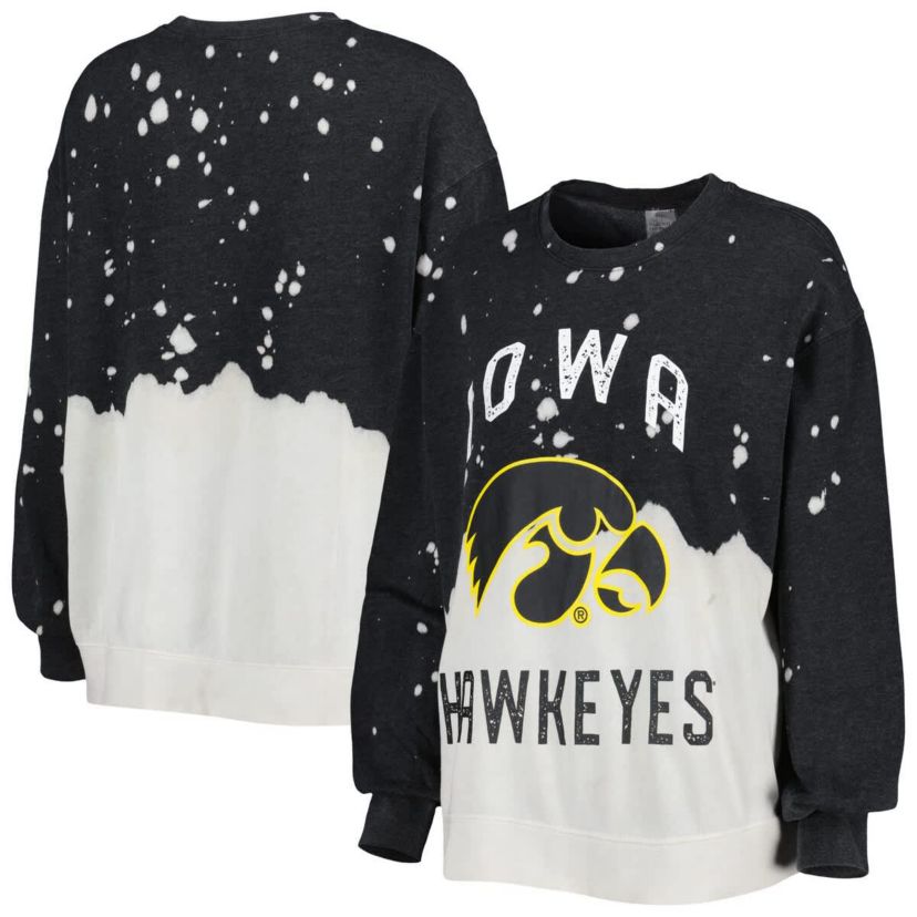 NCAA Iowa Hawkeyes Twice As Nice Faded Dip-Dye Pullover Long Sleeve Top