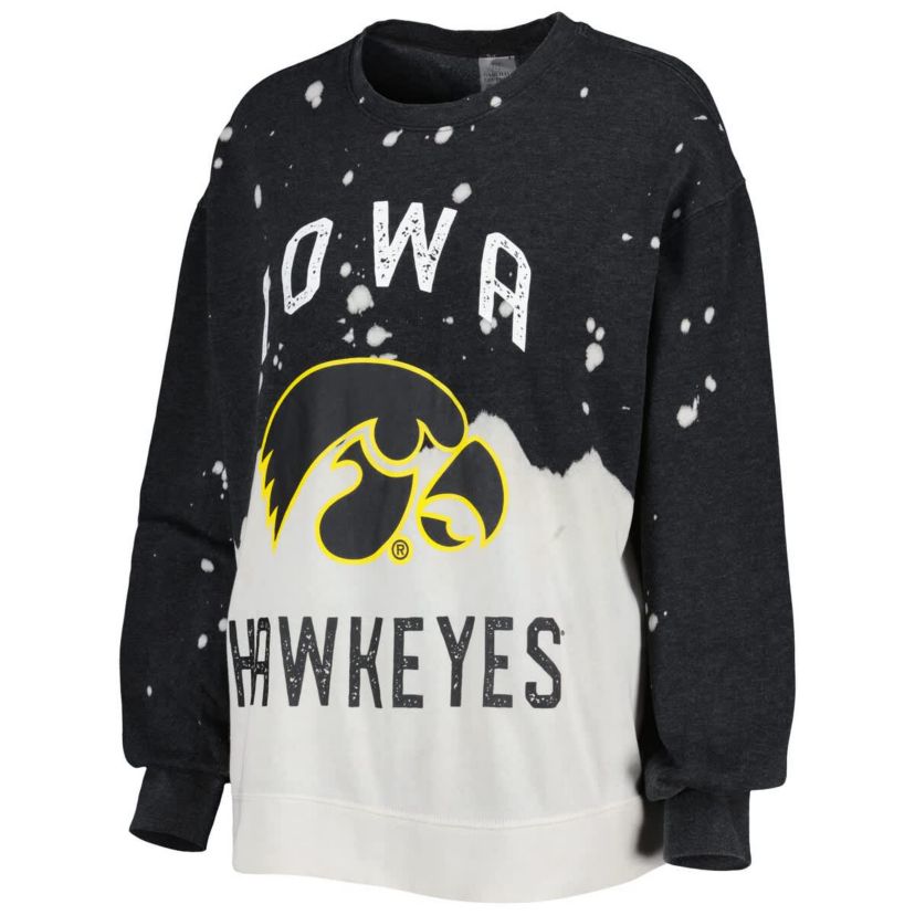 NCAA Iowa Hawkeyes Twice As Nice Faded Dip-Dye Pullover Long Sleeve Top
