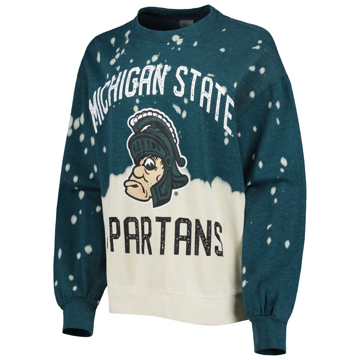 NCAA Michigan State Spartans Twice As Nice Faded Dip-Dye Pullover Long Sleeve Top