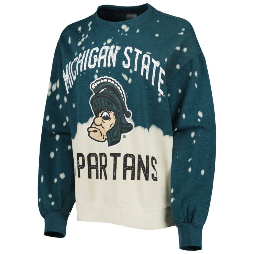 NCAA Michigan State Spartans Twice As Nice Faded Dip-Dye Pullover Long Sleeve Top