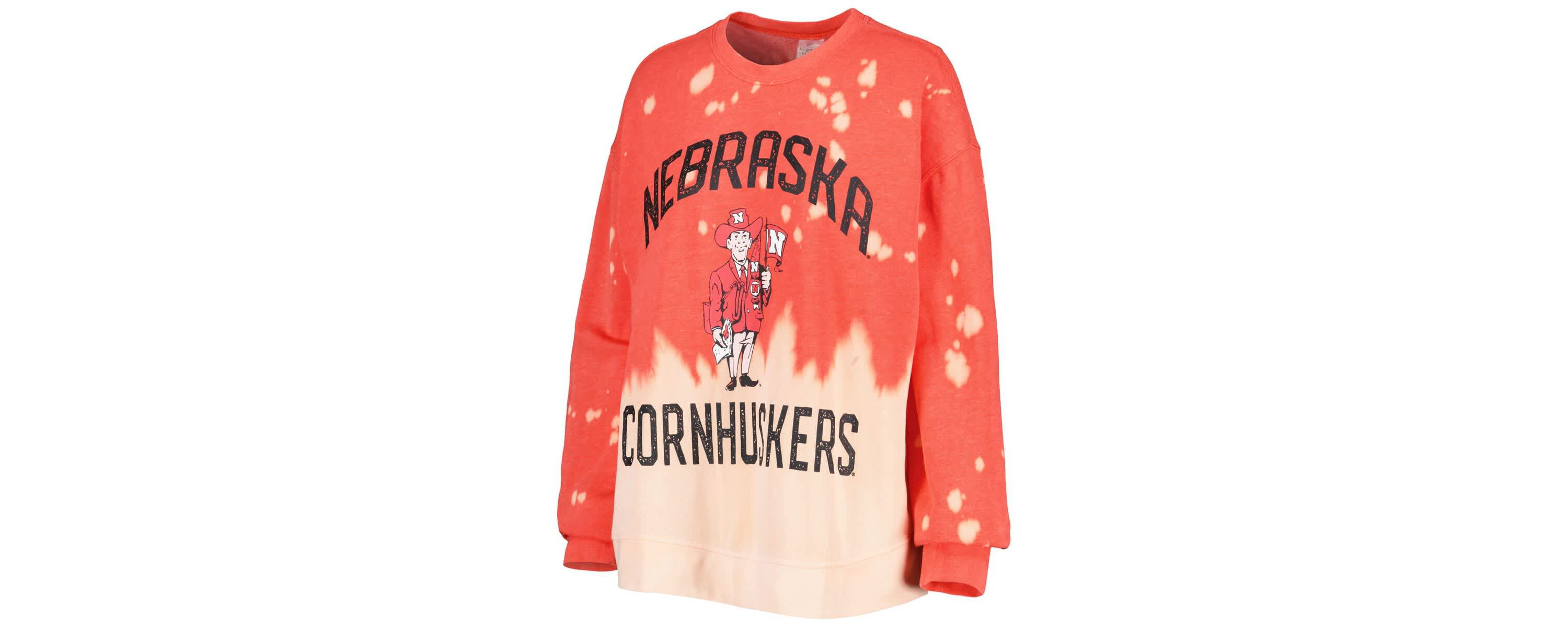NCAA Nebraska Huskers Twice As Nice Faded Dip-Dye Pullover Long Sleeve Top