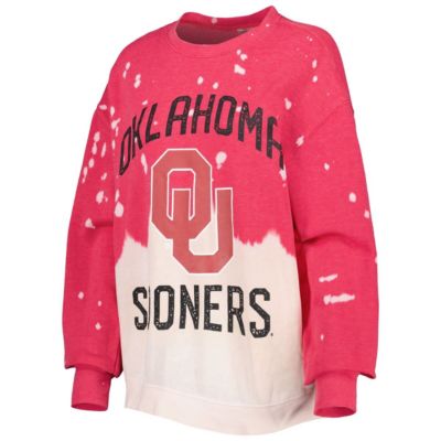 NCAA Oklahoma Sooners Twice As Nice Faded Dip-Dye Pullover Long Sleeve Top