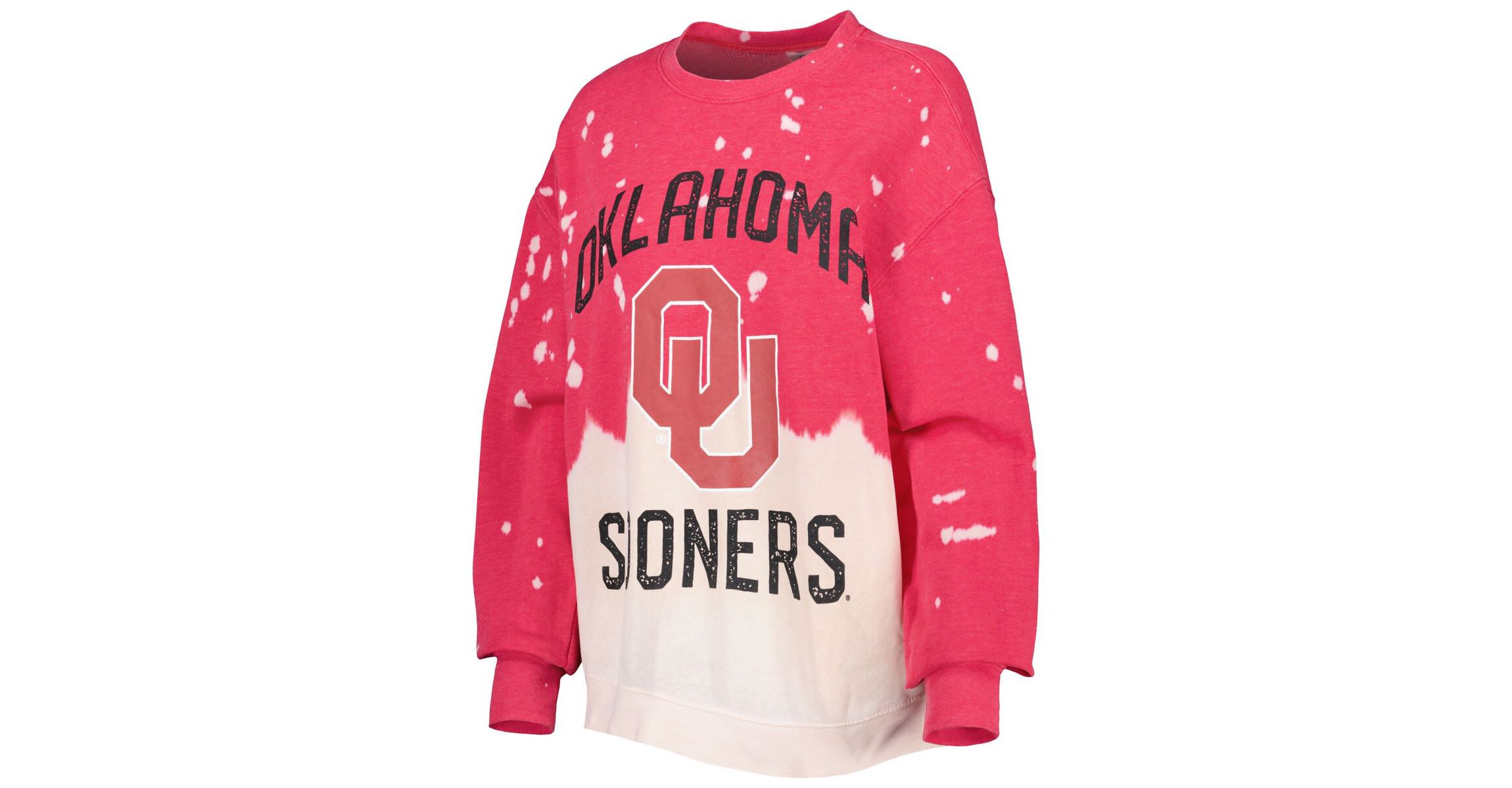 NCAA Oklahoma Sooners Twice As Nice Faded Dip-Dye Pullover Long Sleeve Top