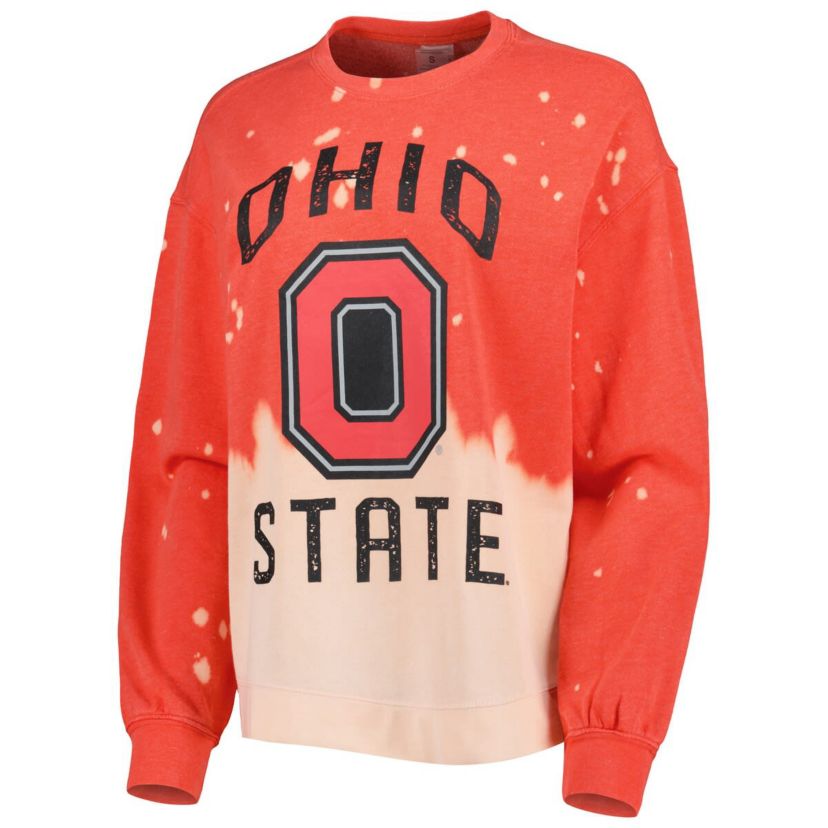 NCAA Ohio State Buckeyes Twice As Nice Faded Dip-Dye Pullover Long Sleeve Top