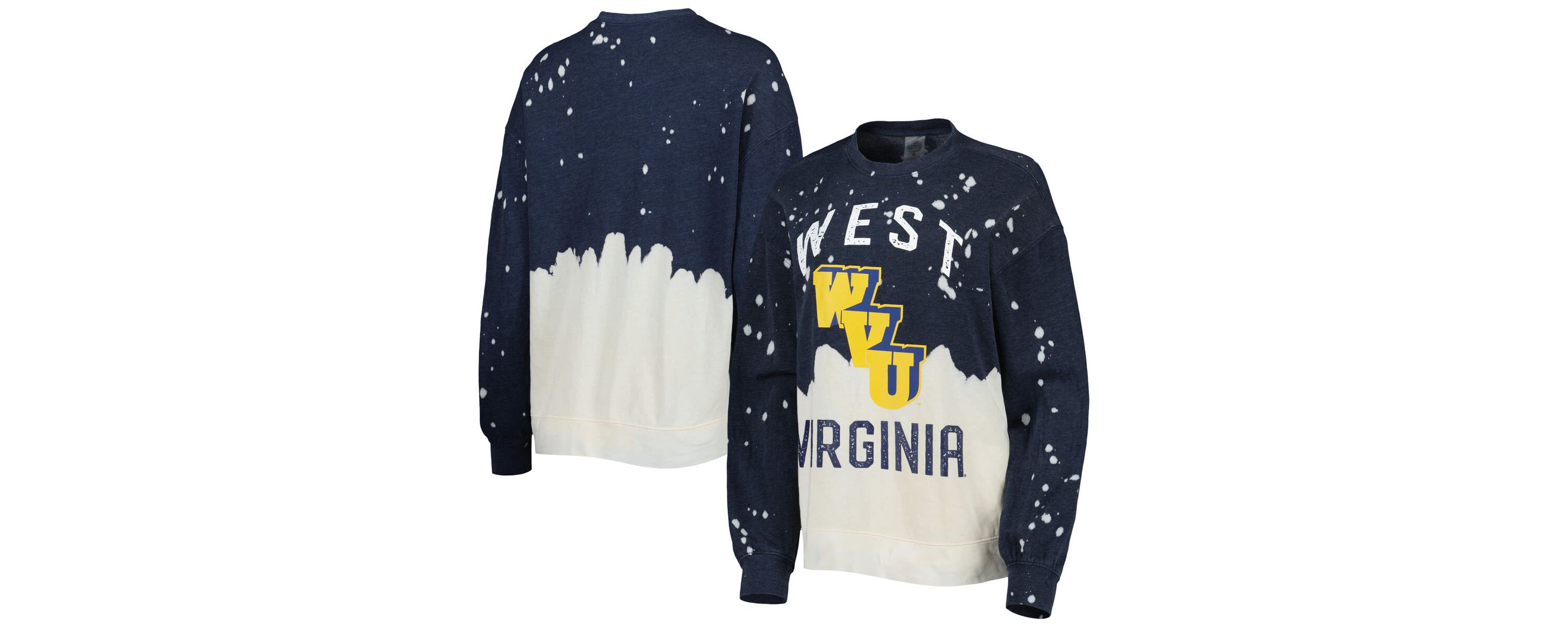 NCAA West Virginia Mountaineers Twice As Nice Faded Dip-Dye Pullover Long Sleeve Top