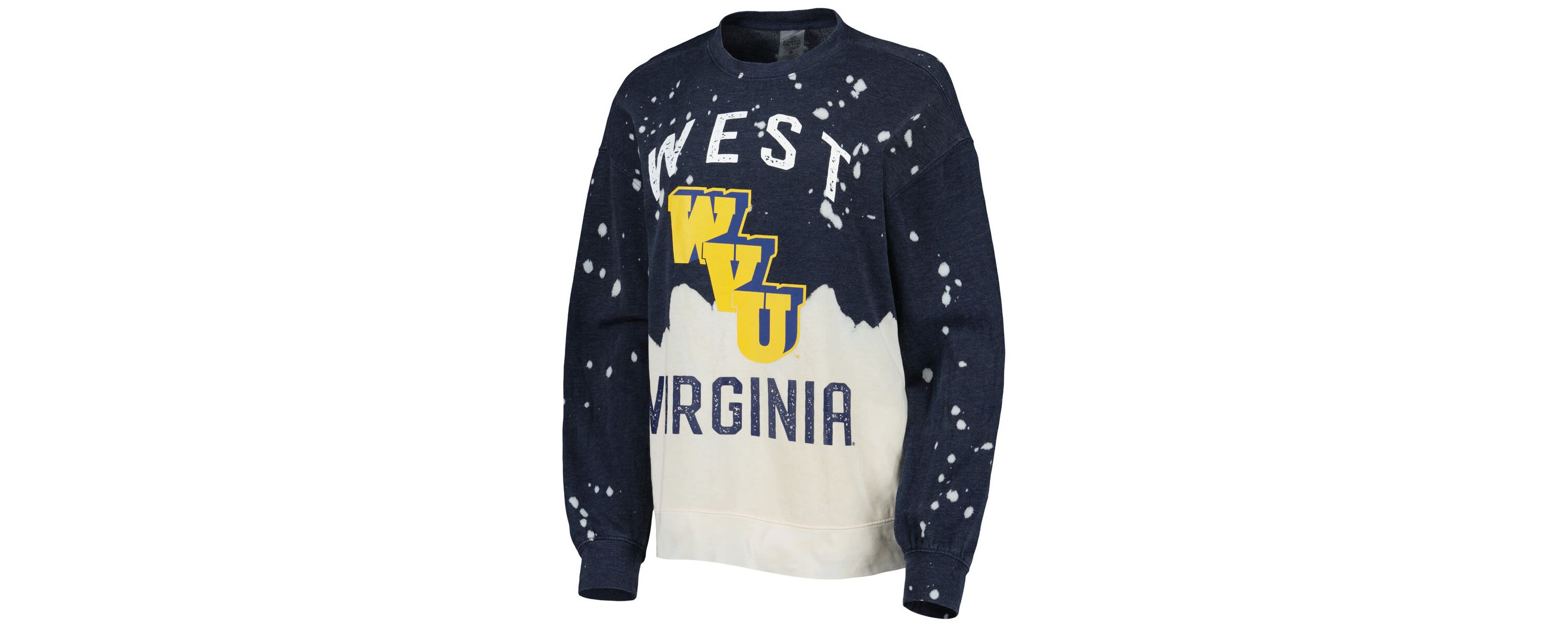 NCAA West Virginia Mountaineers Twice As Nice Faded Dip-Dye Pullover Long Sleeve Top
