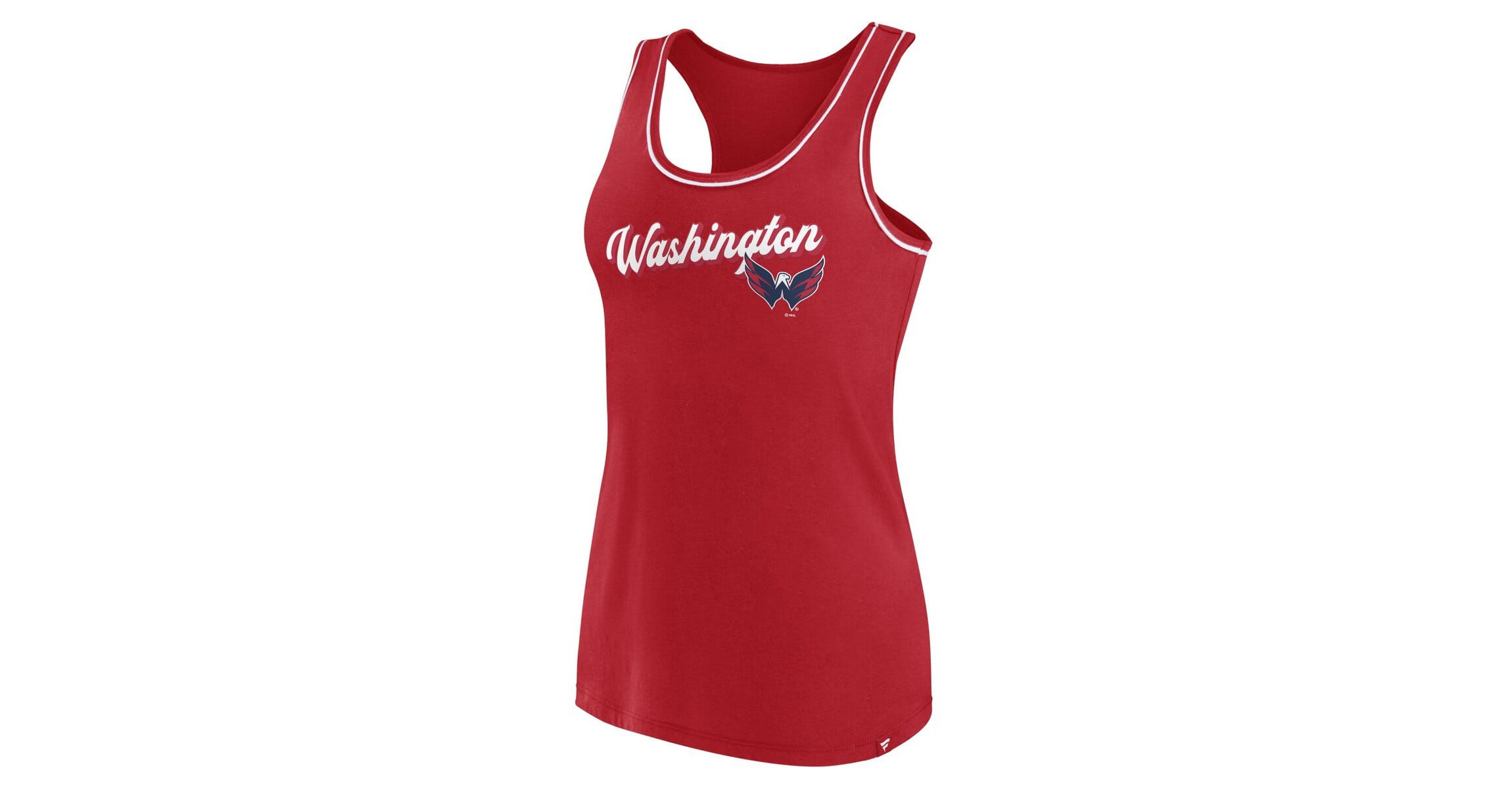 NHL Fanatics Washington Capitals Wordmark Logo Racerback Scoop Neck Tank Top