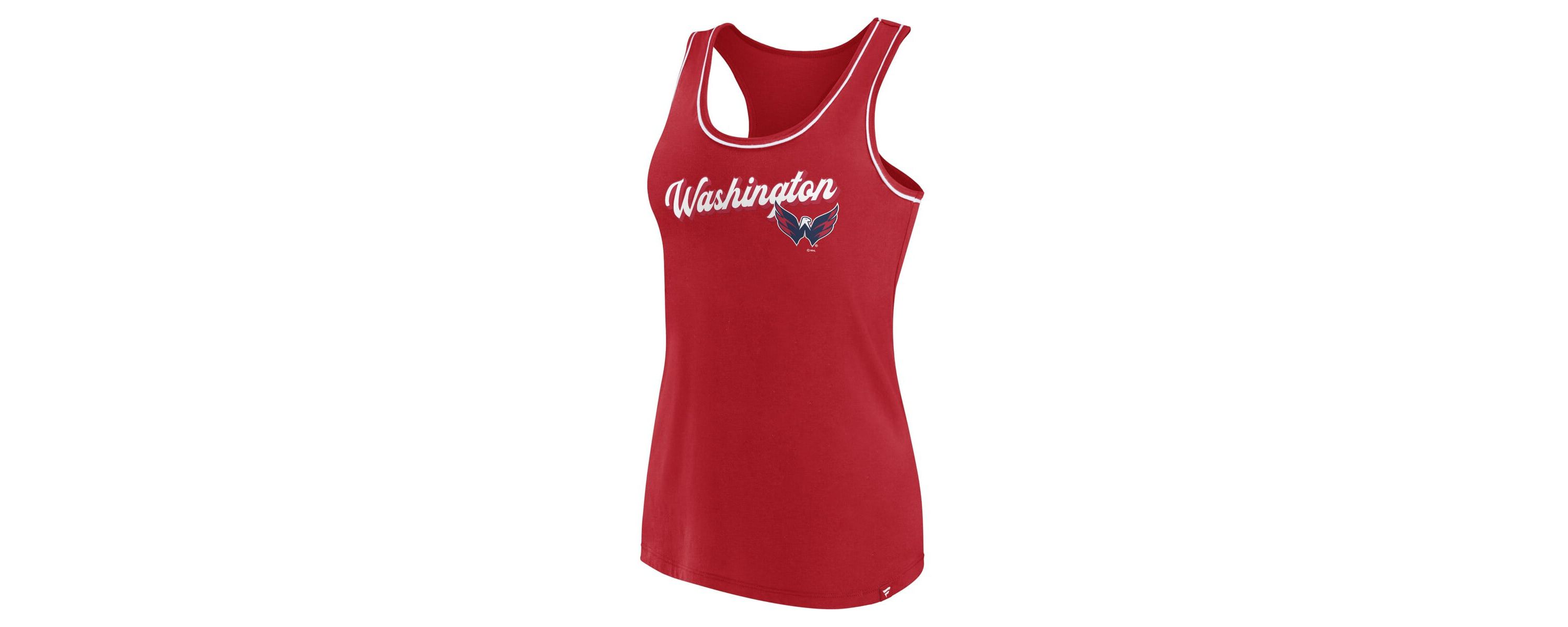 NHL Fanatics Washington Capitals Wordmark Logo Racerback Scoop Neck Tank Top