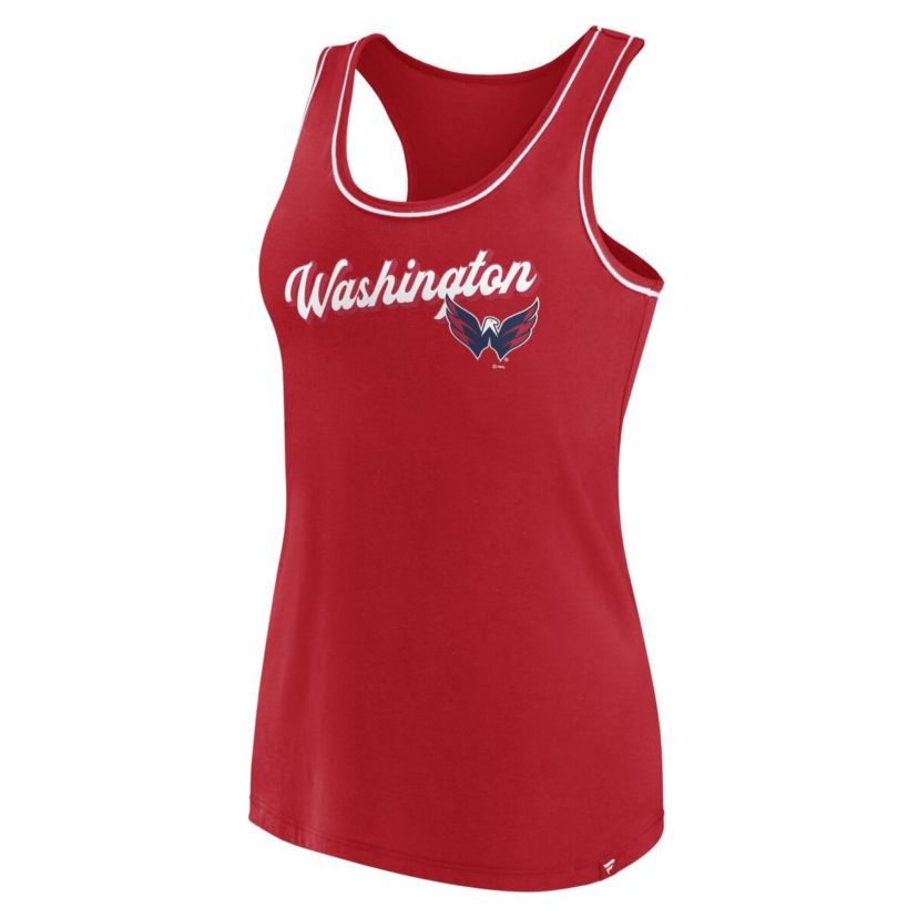 NHL Fanatics Washington Capitals Wordmark Logo Racerback Scoop Neck Tank Top