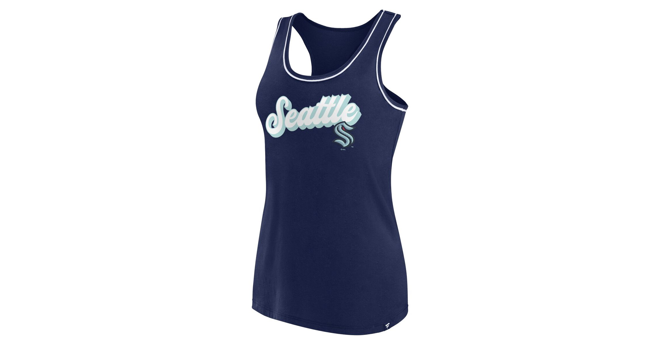 NHL Fanatics Deep Sea Seattle Kraken Wordmark Logo Racerback Scoop Neck Tank Top