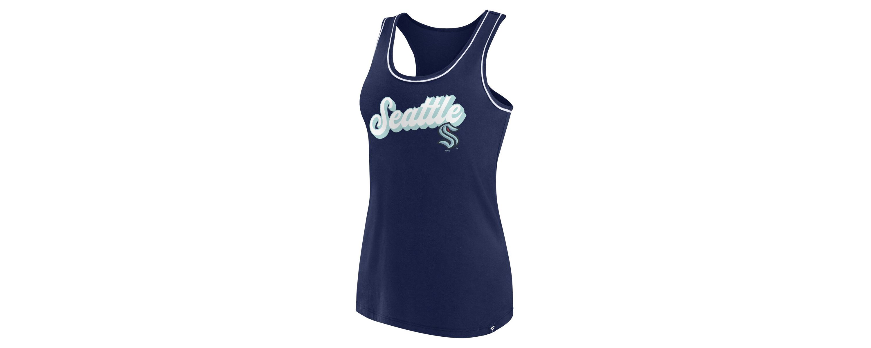 NHL Fanatics Deep Sea Seattle Kraken Wordmark Logo Racerback Scoop Neck Tank Top