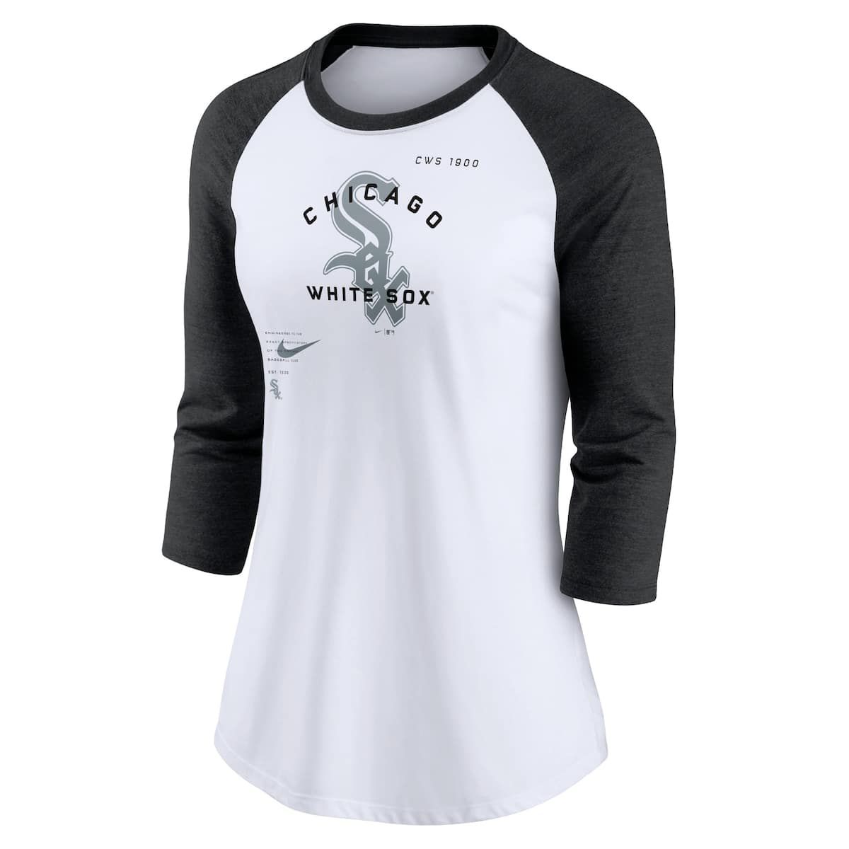 Chicago White Sox MLB Nike Chicago Sox Next Up Tri-Blend Raglan 3/4-Sleeve T-Shirt