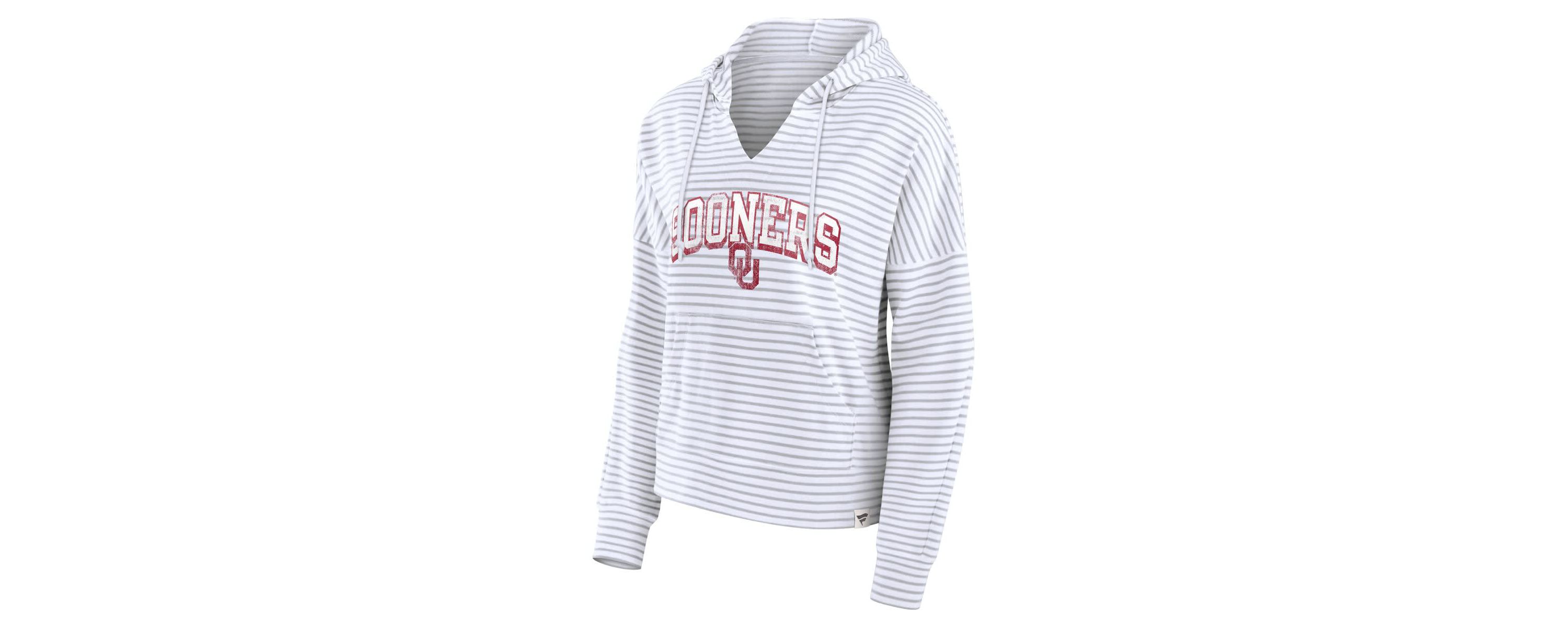 NCAA Fanatics Oklahoma Sooners Striped Notch Neck Pullover Hoodie