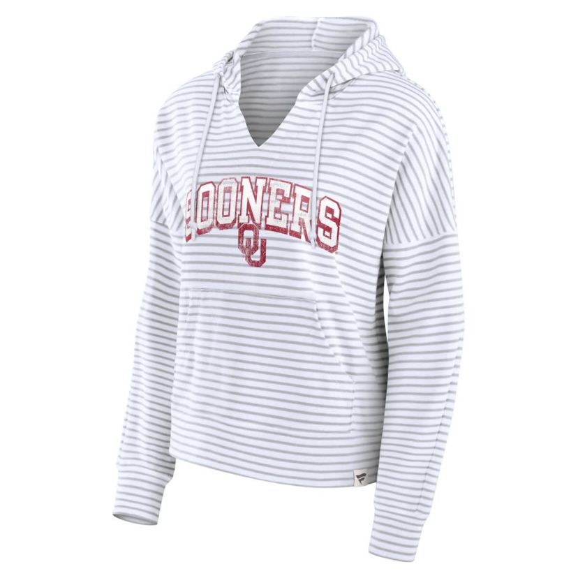 NCAA Fanatics Oklahoma Sooners Striped Notch Neck Pullover Hoodie
