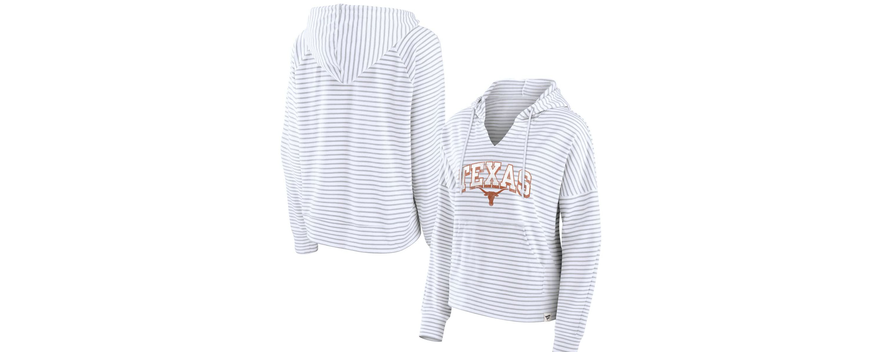 NCAA Fanatics Texas Longhorns Striped Notch Neck Pullover Hoodie