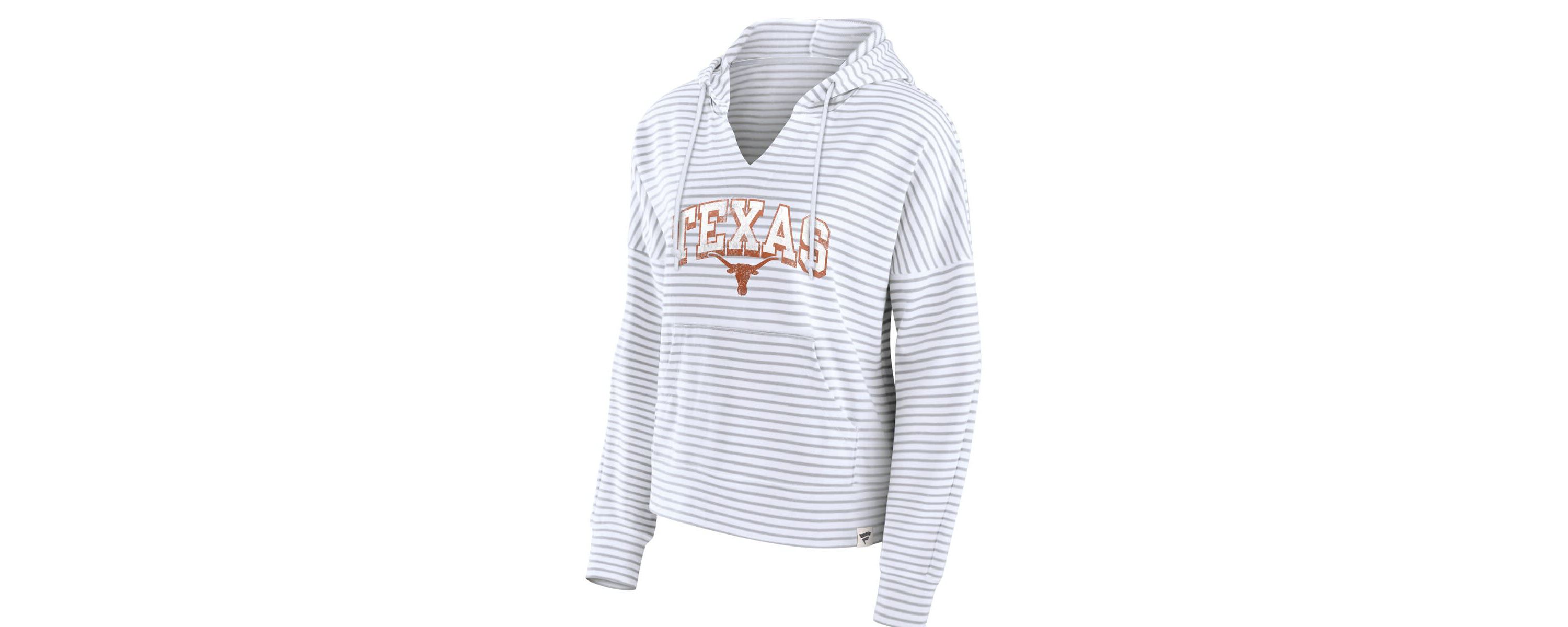 NCAA Fanatics Texas Longhorns Striped Notch Neck Pullover Hoodie